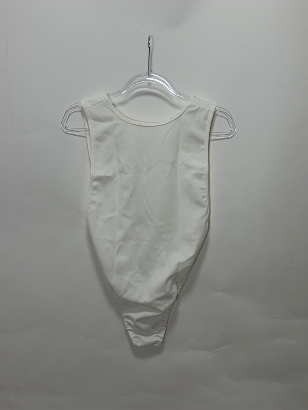 White Crepe Side Boob Thong Bodysuit